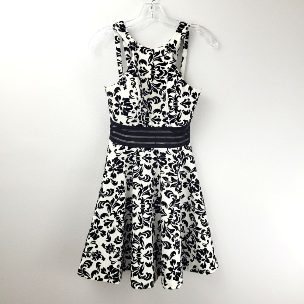 CITY STUDIO halter velvet sheer waist skater dress